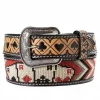 3D Leather Belt Aces Embroidered Western Belt - M&F