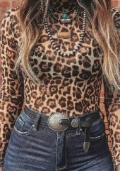 Leopard Print Mesh Long Sleeve - Ranch Life