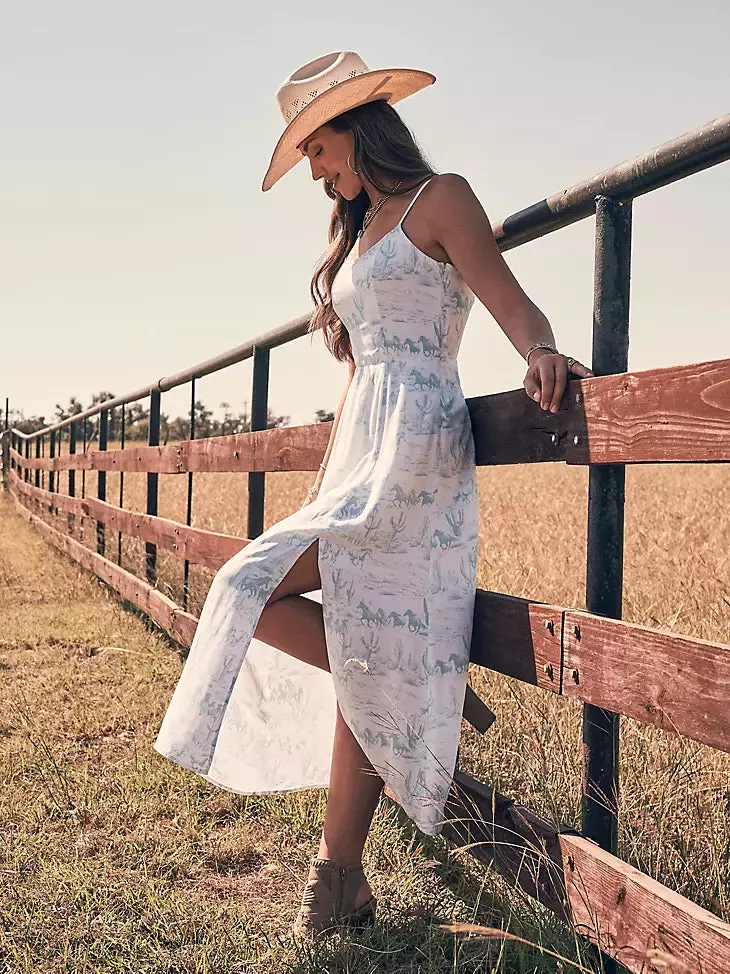 Maxi Kjole - Horse Print - Wrangler