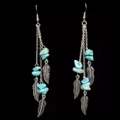 Turquoise And Feaher Earrings - M&F