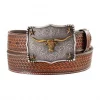 Belt Basket Weave Longhorn Brown - 3D - M&F