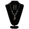 Silver Strike Ladies Earring and Necklace Set Stone Feather Turquoise