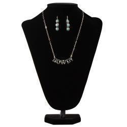 Silver Strike Ladies Earrings and Necklace Set Howdy Turquoise - MF