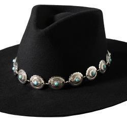 3D Chain Hatband 1" Concho Stone Turquoise - MF