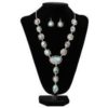 Silver Strike Ladies Earrings and Necklace Set Matte Stones Turquoise - MF