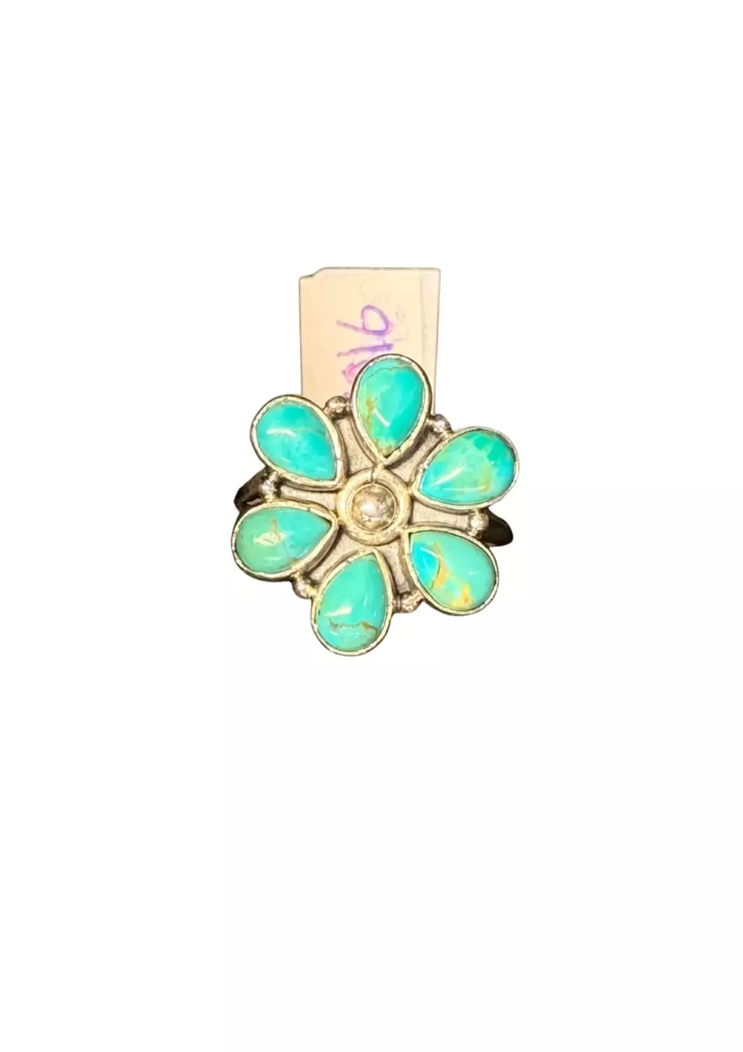 Real Turquoise And Silver Flower Ring - Silver And Asseccories