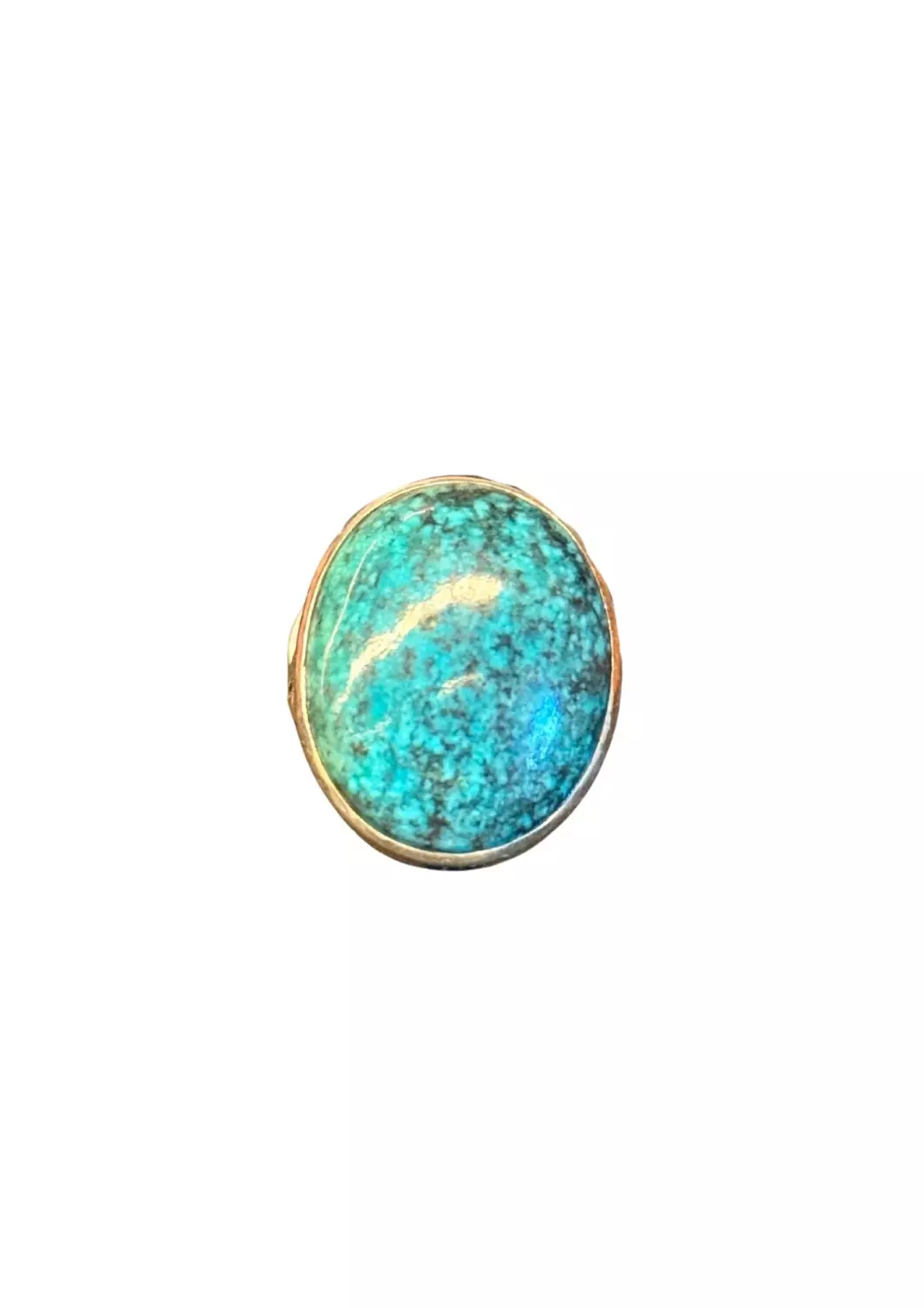 Real Turquoise And Silver Round Stone Ring - Silver And Asseccories