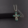 Cross Necklace With Turquoise - M&F