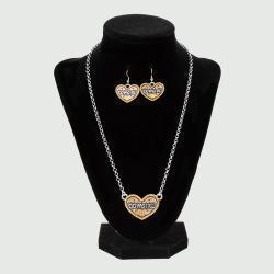 Silver Strike Set COWGIRL Heart Necklace Set - M&F