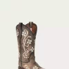 FADED BLACK MULTI COLOR FLORAL EMBROIDERY SQUARE TOE CIRCLE G COWBOY BOOT - Circkle G