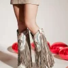 BEIGE EMBROIDERY EAGLE WITH LAMB AND CRYSTALS FRINGE WITH STUDS SNIP TOE COWBOY BOOT - Corral