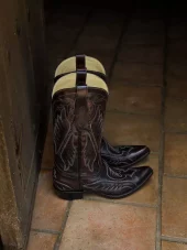 Woven Detail with Embroidery Brown Boots - Corral