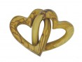 Hjerter i hverandre, oliventre, store (6,5x5,7cm)
