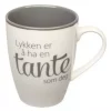 Krus, hvit m/grå, Lykken er å ha en tante som deg. Utsolgt fra leverandør!