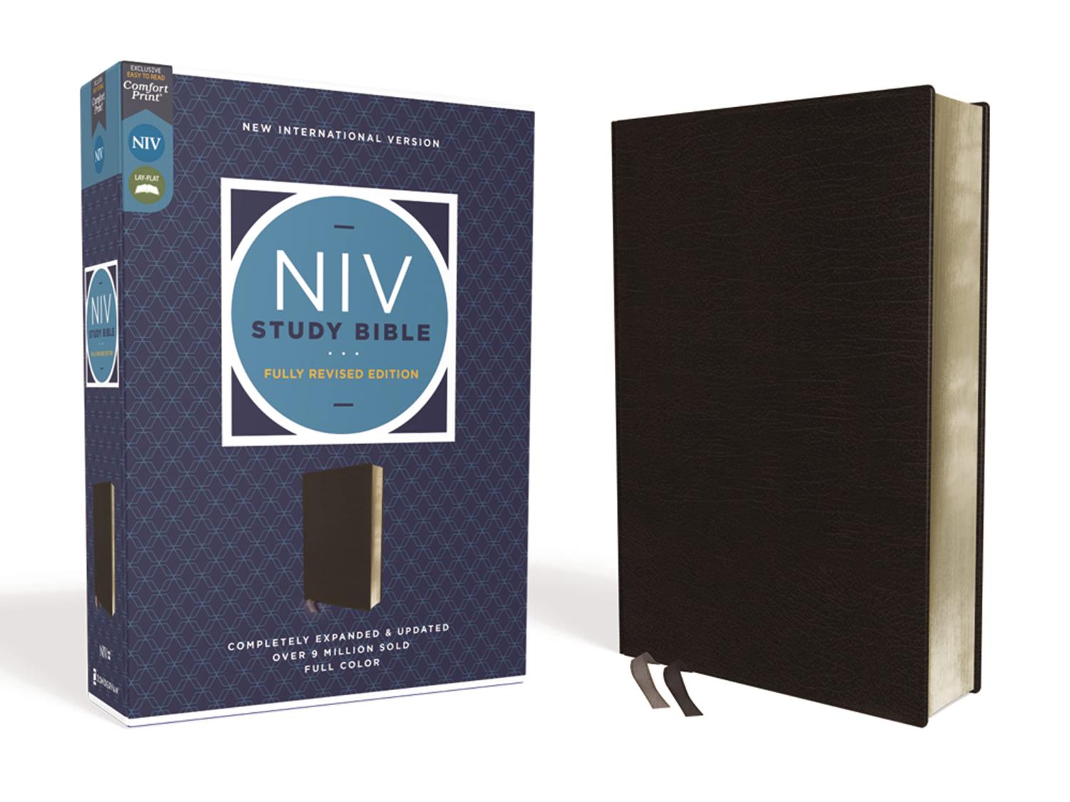 NIV - Study Bible, Fully Revised Edition, Bonded Leather, Black, Red Letter, Comfort Print