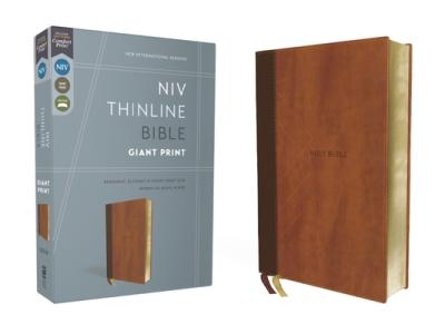 NIV - Thinline Bible, Giant Print, Leathersoft, Brown, Red Letter, Comfort Print