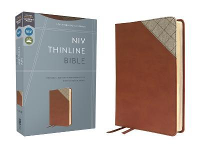 NIV - Thinline Bible, Leathersoft, Brown, Red Letter, Comfort Print