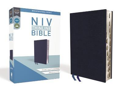 NIV - Thinline Bible, Bonded Leather, Navy, Indexed, Red Letter Edition (Special)