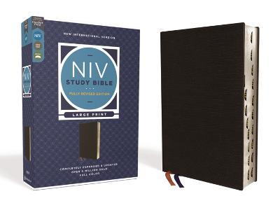 NIV - Study Bible, Fully Revised Edition, Large Print, Bonded Leather, Black, Red Letter, Thumb Inde