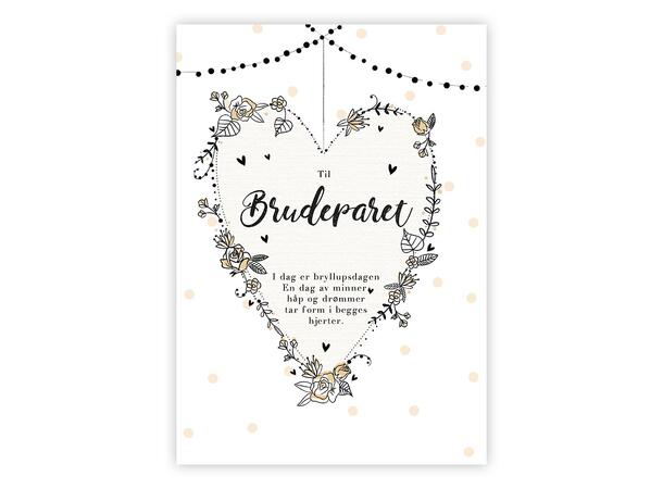 Til Brudeparet. Dobbelt kort m/konv, 11,5x16,5 cm (305973)
