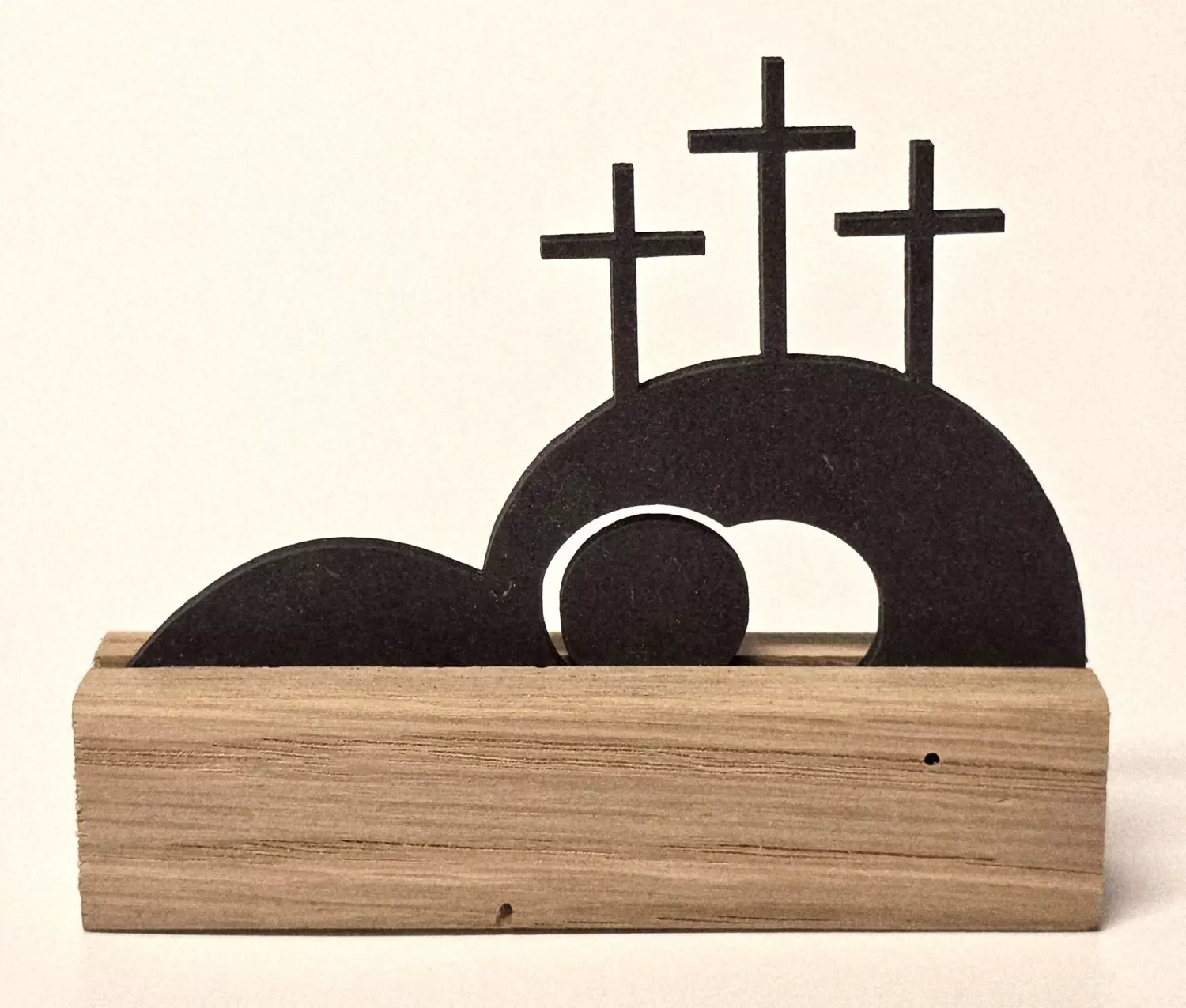 Grav og kors, mini, mørkt tre, 8,5 cm