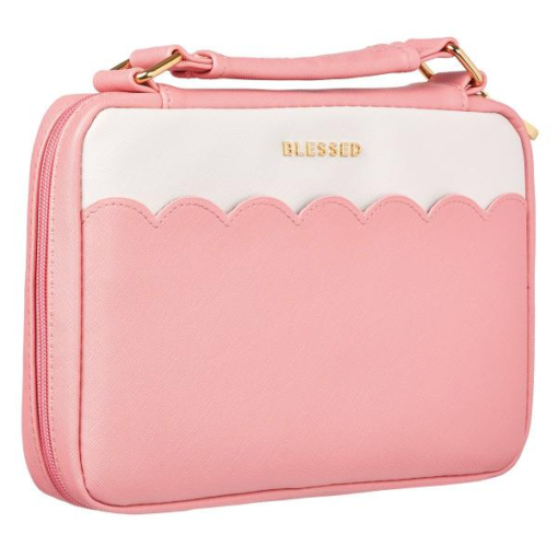 Bibeltrekk, Faux leather, Blessed Pink Scalloped (BBM 643)