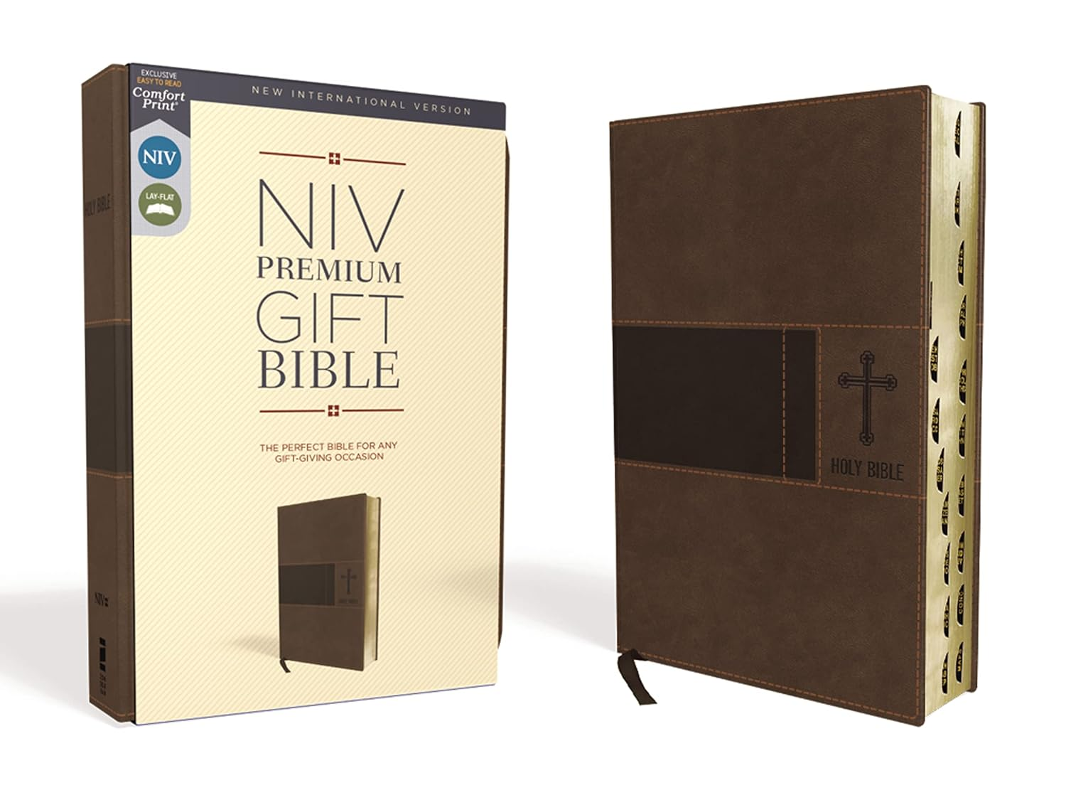 NIV - Premium Gift Bible, Leathersoft, Brown, Red Letter Edition, Indexed, Comfort Print