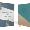 NIV - Personal Size Bible, Large Print, Leathersoft, Teal/Gold, Red Letter, Thumb Indexed, Comfort P
