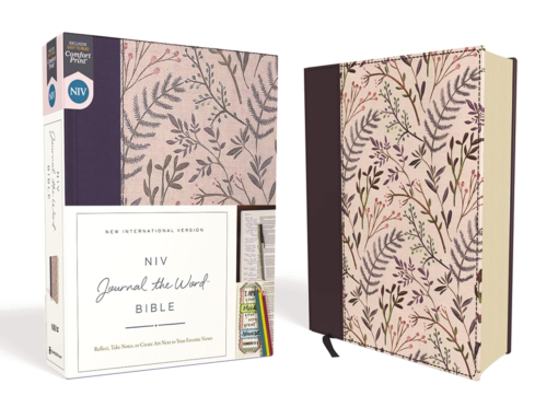NIV - Journal the Word Bible, Cloth Over Board, Pink Floral, Red Letter Edition, Comfort Print: Refl