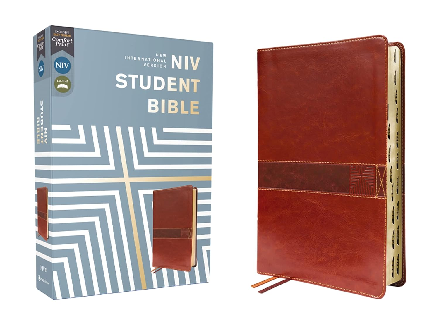 NIV - Student Bible, Leathersoft, Brown, Thumb Indexed, Comfort Print