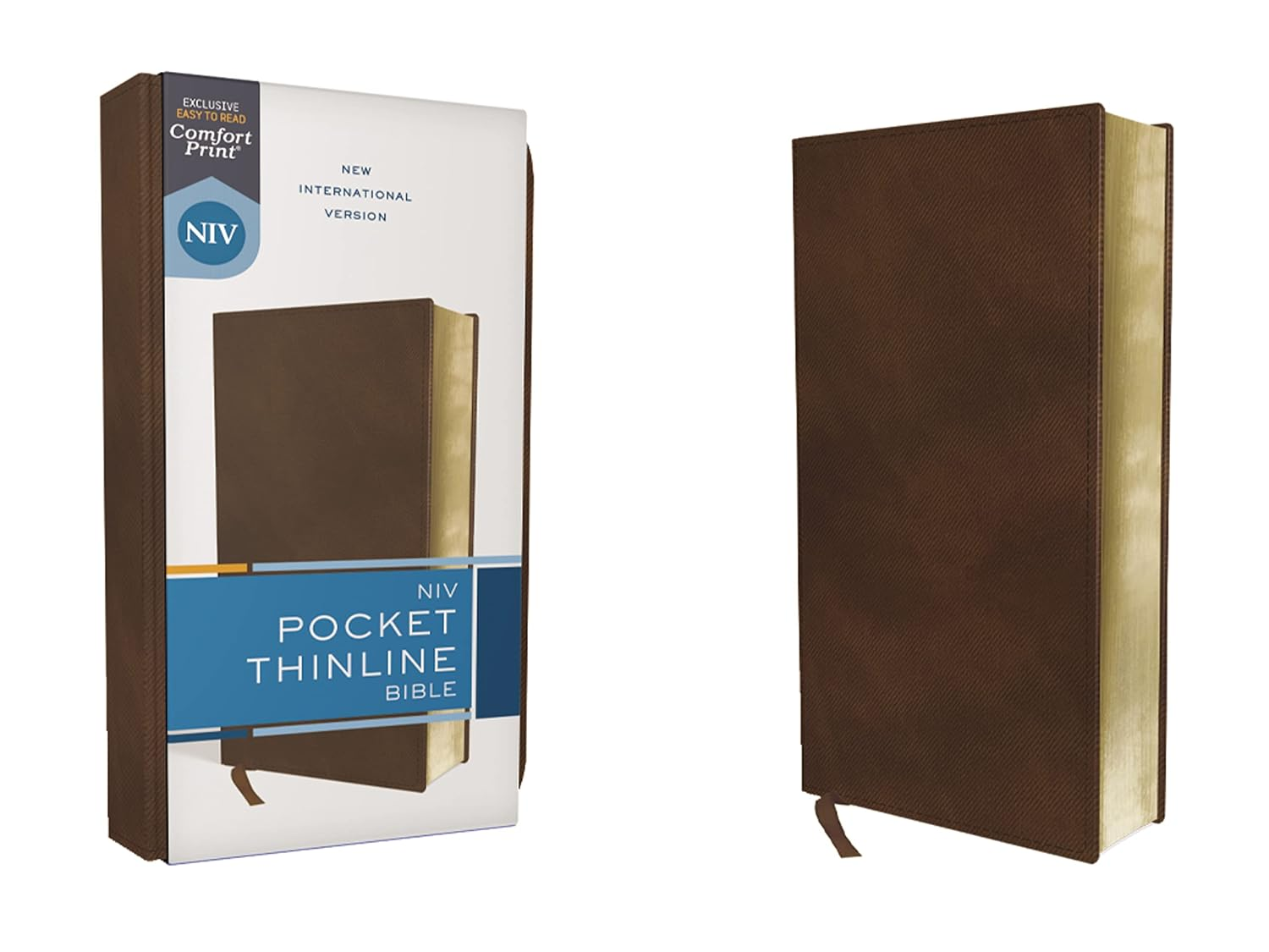 NIV - Pocket Thinline Bible, Leathersoft, Brown, Red Letter, Comfort Print