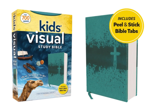 NIV - Kids' Visual Study Bible, Leathersoft, Teal, Full Color Interior, Peel/Stick Bible Tabs: Explo