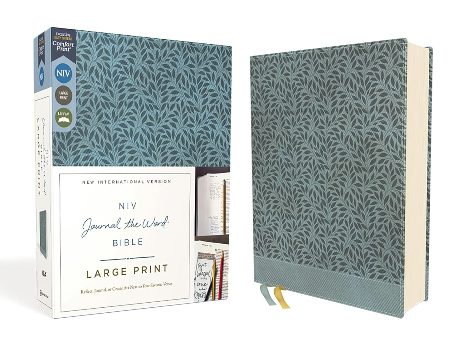 NIV - Journal the Word Bible (Perfect for Note-Taking), Large Print, Leathersoft, Teal, Red Letter,