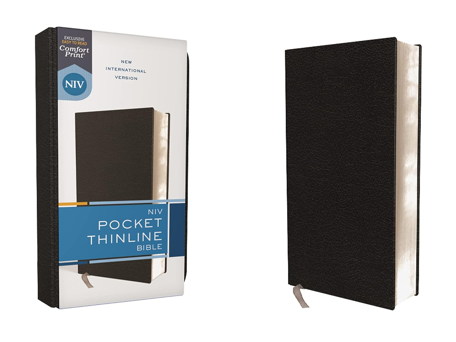 NIV - Pocket Thinline Bible, Bonded Leather, Black, Red Letter, Comfort Print
