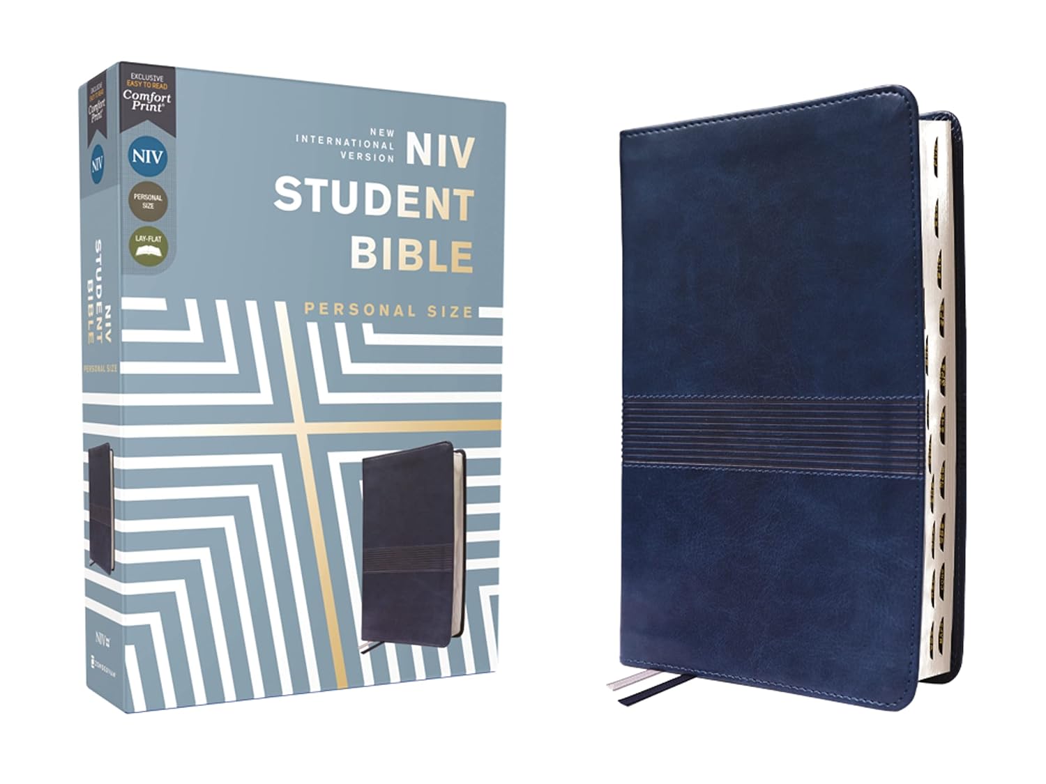 NIV - Student Bible, Personal Size, Leathersoft, Navy, Thumb Indexed, Comfort Print