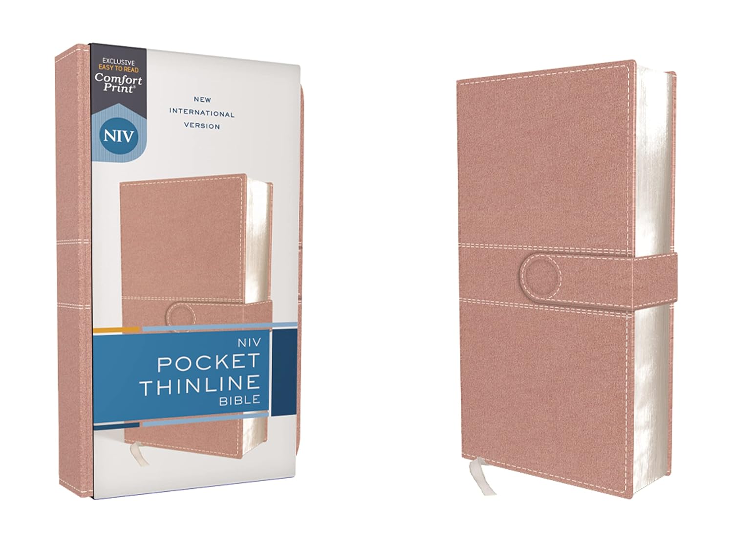 NIV - Pocket Thinline Bible, Leathersoft, Pink, Snap Closure, Red Letter, Comfort Print