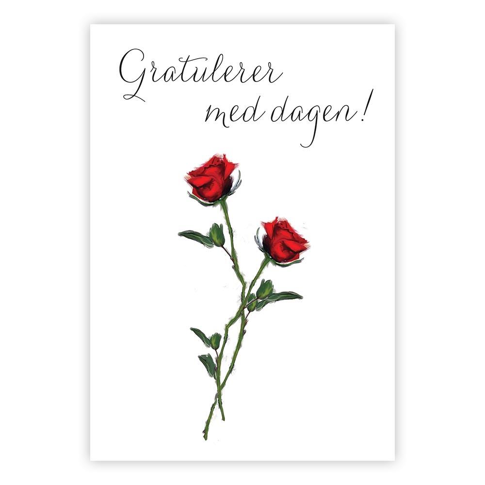 Gratulerer med dagen. Dobbelt kort m/konv, 11,5x16,5 cm (306758)