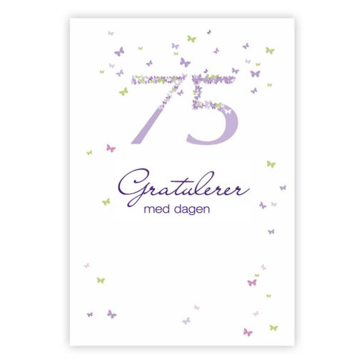 Gratulerer med dagen, 75 år. Dobbelt kort m/konv, 11,5x16,5 cm (305653)