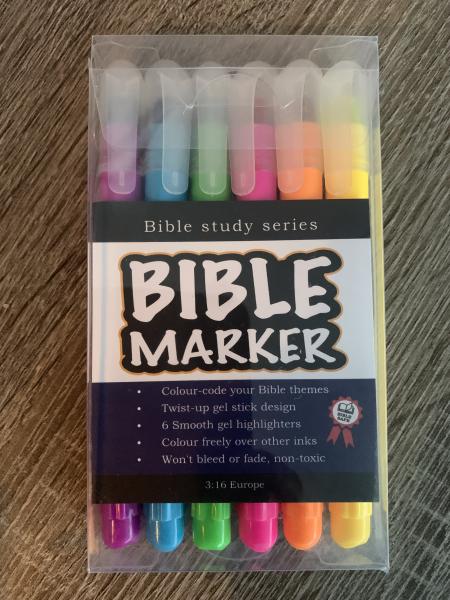 Bibelmarkør, Gel Highlighters, 6 stk (Marker 01)