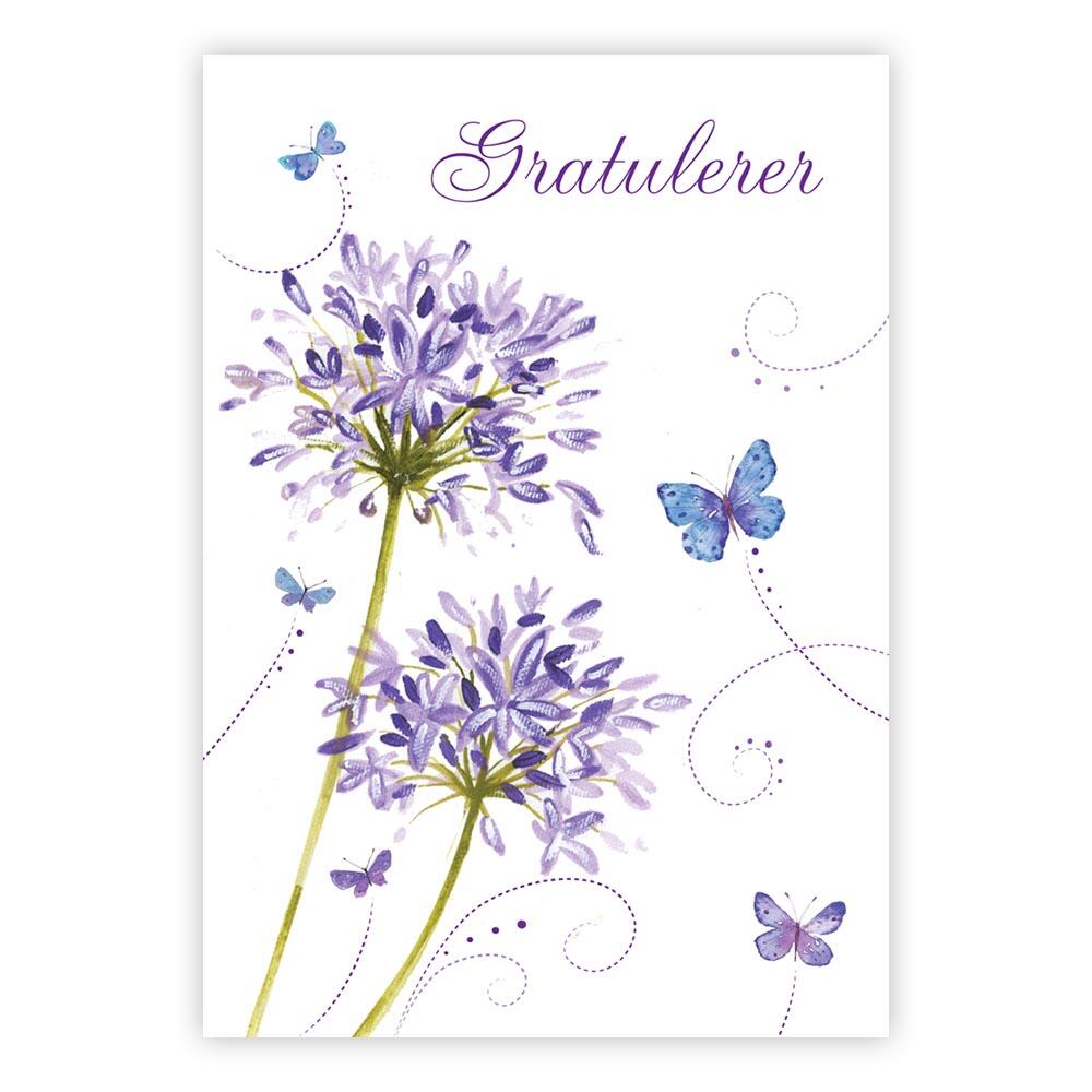 Gratulasjonskort - Gratulerer. Dobbelt kort m/konv, 11,5x16,5 cm (306626)