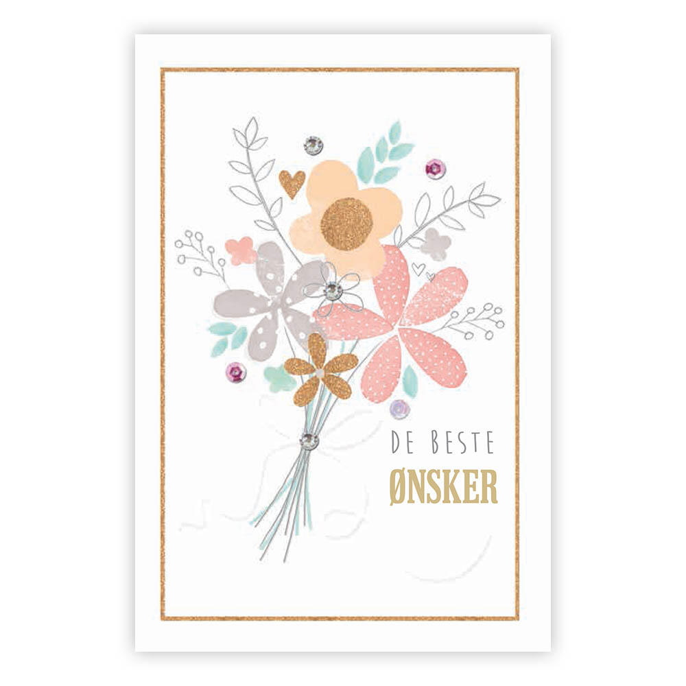 Gratulasjonskort - De beste ønsker. Dobbelt kort m/konv, 11,5x16,5 cm (306743)