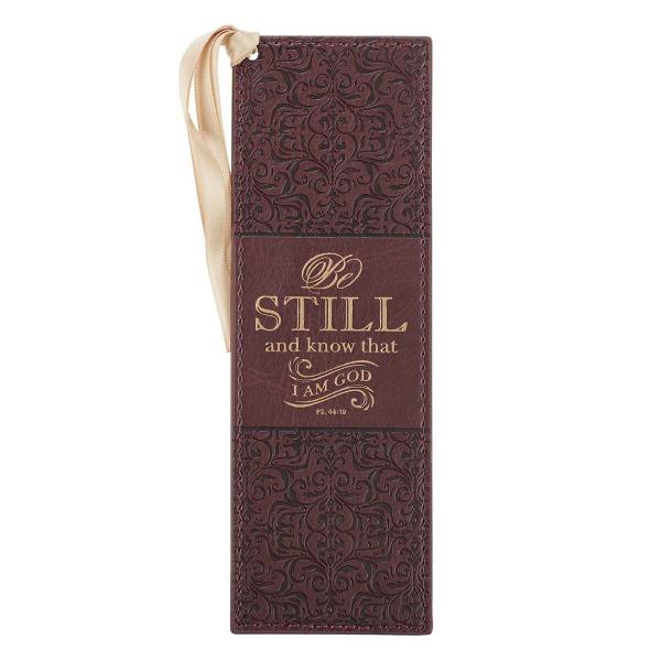 Bokmerke. Faux leather. Brown. Be still and know (BMF 114)