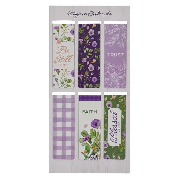 Bokmerke. Magnetisk. Be still, trust, faith, blessed. 6 stk (MGB 099)
