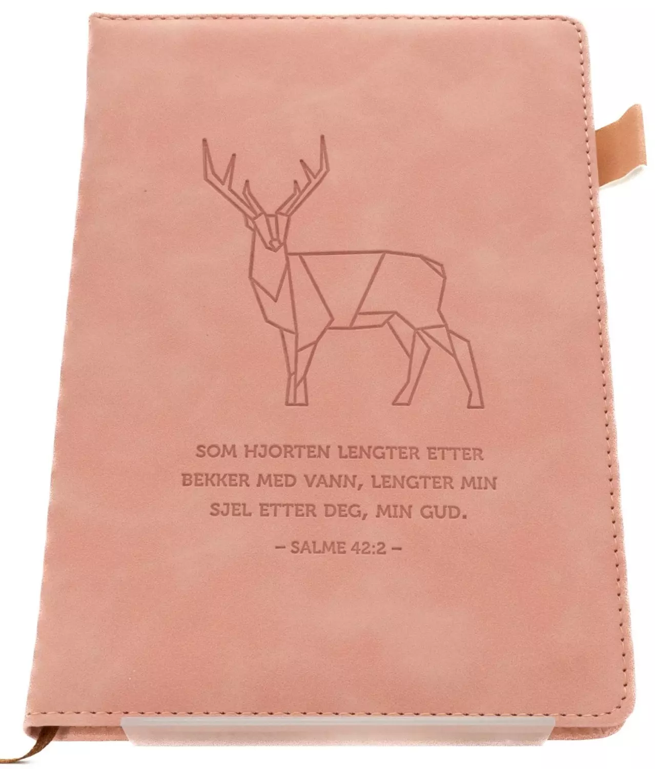 Notatbok, kunstskinn, Rosa, m/bibelvers,  Salme 42,2