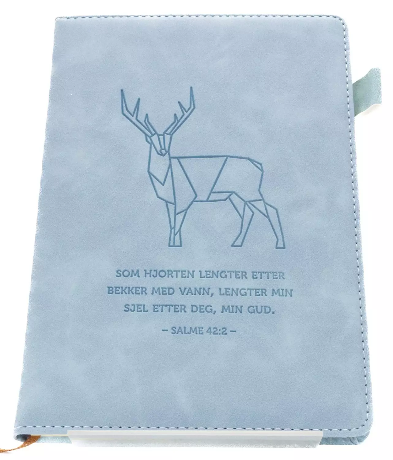 Notatbok, kunstskinn, Lys blå, m/bibelvers,  Salme 42,2