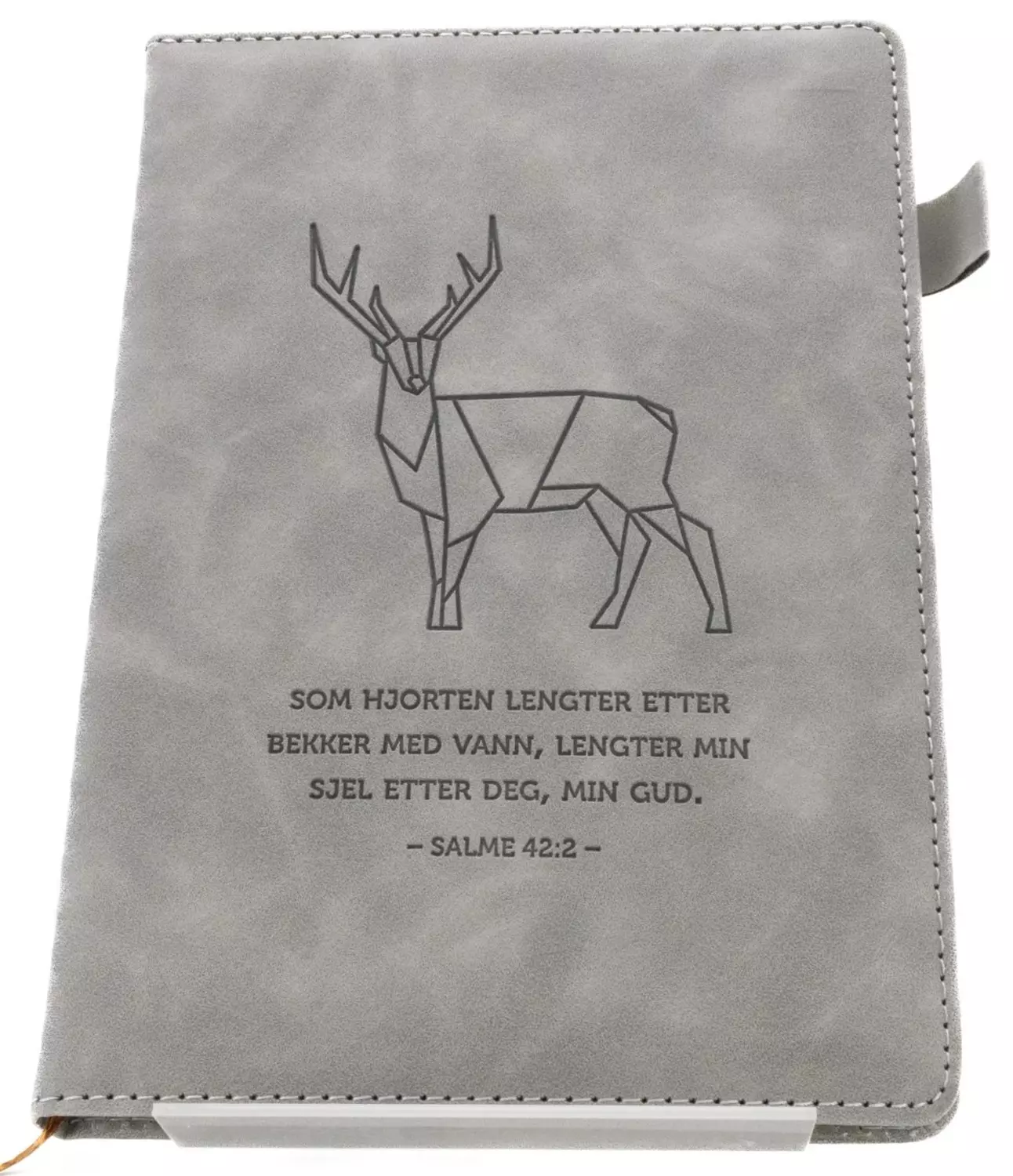 Notatbok, kunstskinn, Grå, m/bibelvers,  Salme 42,2