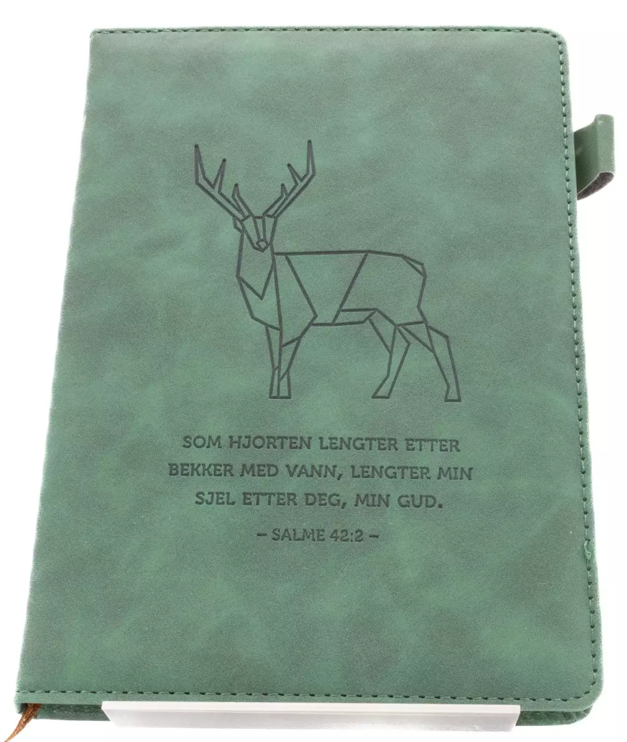 Notatbok, kunstskinn, Grønn, m/bibelvers,  Salme 42,2
