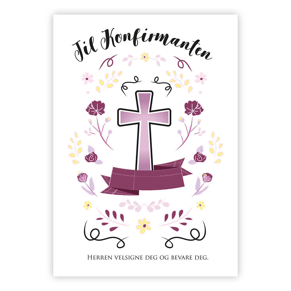 Til konfirmanten - Herren velsigne deg. Dobbelt kort m/konv, 11,5x16,5 cm (303407)