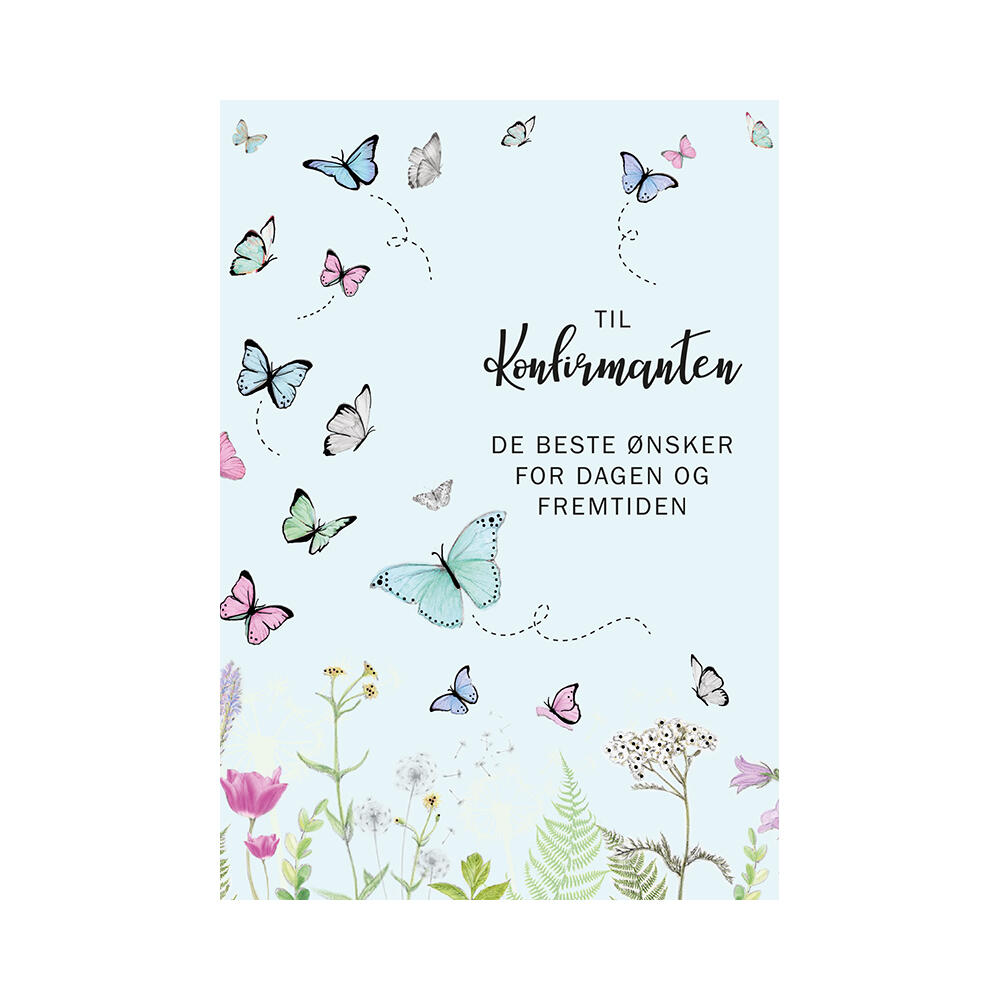 Til konfirmanten - De beste ønsker. Dobbelt kort m/konv, 11,5x16,5 cm (303427)