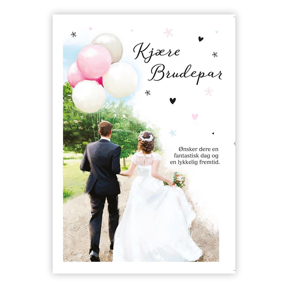 Kjære Brudepar. Dobbelt kort m/konv, 11,5x16,5 cm (305975)